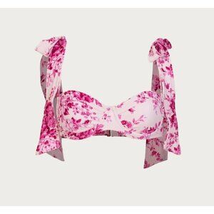 SAME LOS ANGELES BIKINY TOP LARGE WOMENS WHITE/PINk UNDERWIRE FRENCH FLORAL SWIM
